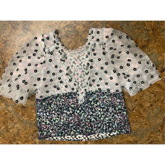 MUNTHE Cadi Floral Print Puff Sleeve Semisheer Top Blouse size 32 DESIGINER - Picture 7 of 7